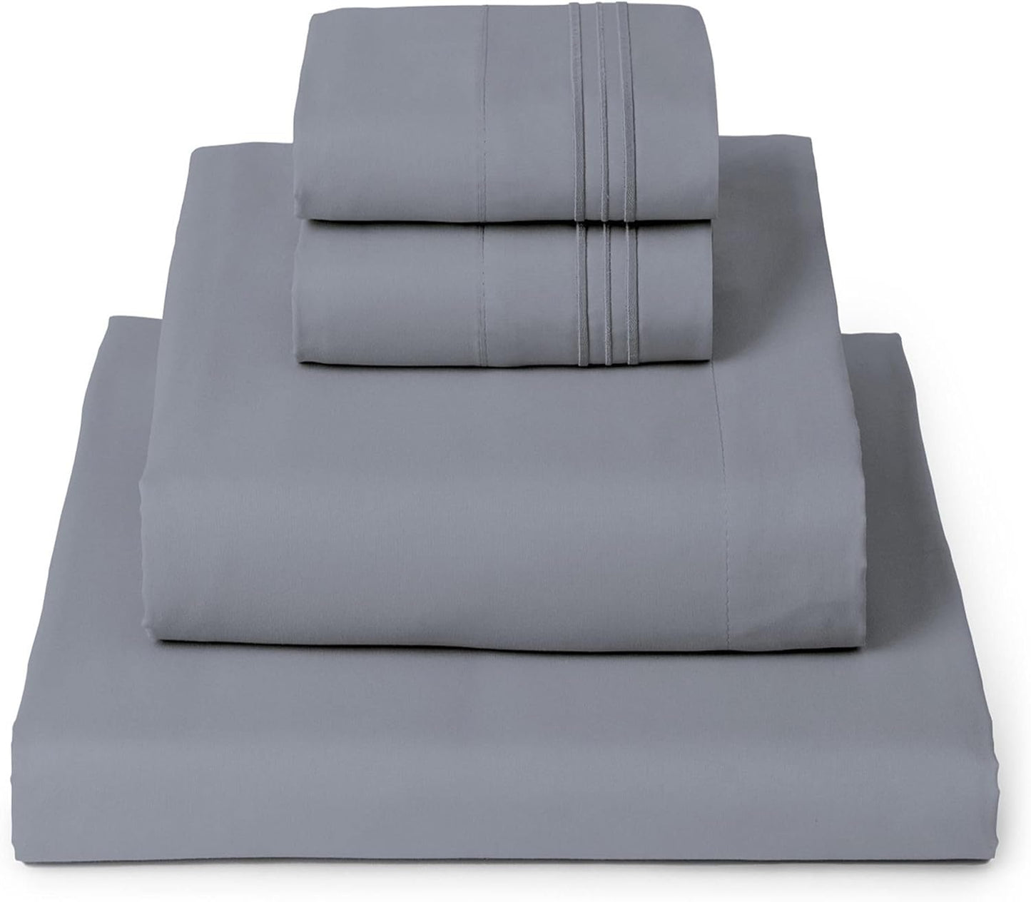 Mellanni King Sheets Set - 4 PC Iconic Collection Bedding - Hotel Luxury, Extra Soft, Cooling Bed Sheets - Wrinkle, Fade, Stain Resistant (King, Mineral Gray)