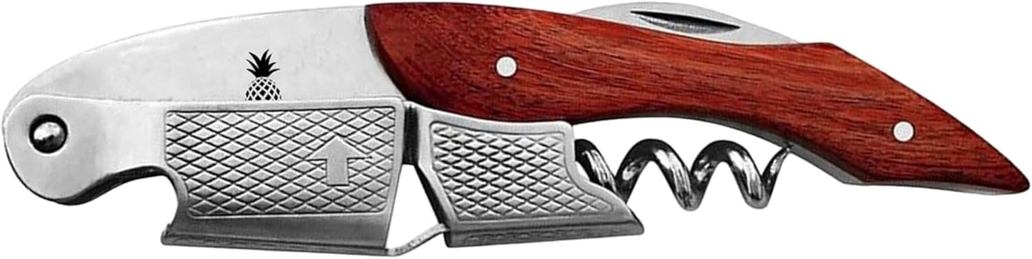 Pineapple Professional Corkscrew Wine Bottle Opener with Foil Cutter Wine Key for Waiters, Servers, Bartenders, Sommeliers, Wine Lovers (Cherry Oak)