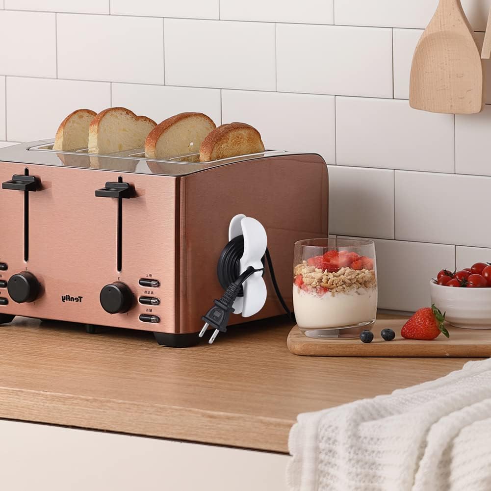 Cord Organizer for Appliances, 4PCS Kitchen Appliance Cord Winder Cable Organizer, Cord Holder Cord Wrapper for Appliances Stick on Pressure Cooker, Mixer, Blender, Coffee Maker, Air Fryer