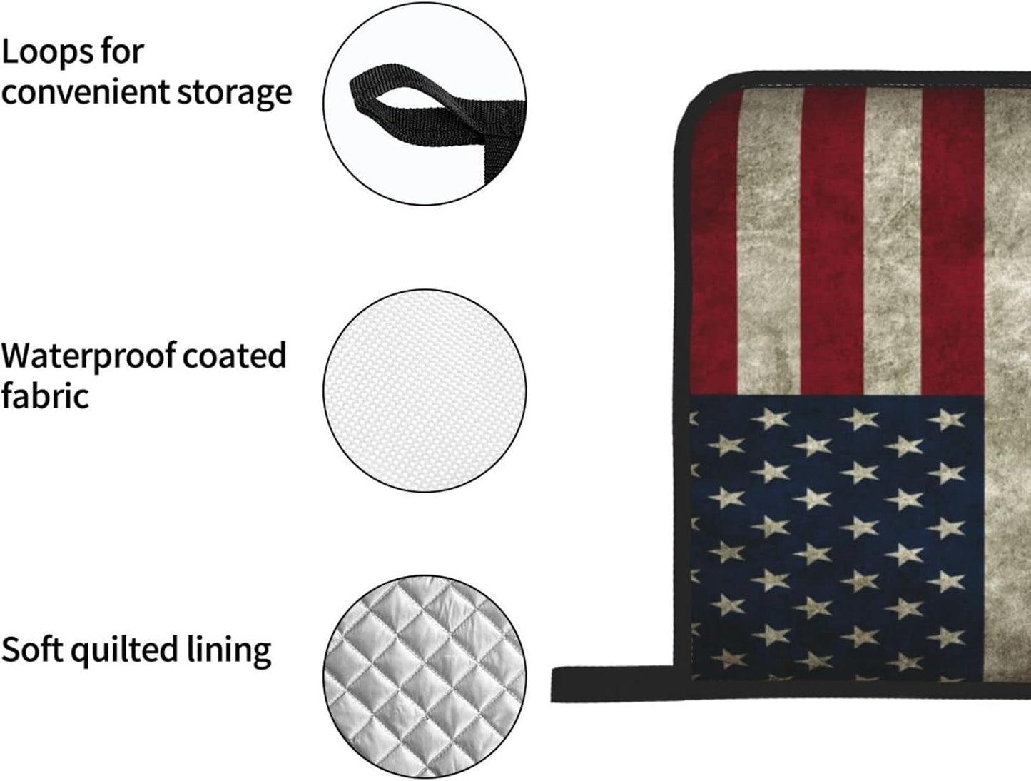 Retro American Flag Oven Mitts and Pot Holders Sets of 4 High Heat Resistant Oven Mitts with Oven Gloves and Hot Pads Polyester Potholders for Kitchen Baking Grilling Non-Slip Cooking Mitts