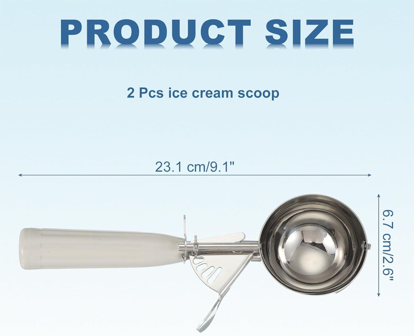 uxcell 2 Pcs Cookie Scoops, Ice Cream Scoop with Trigger for Baking Cookie Dough Rice Pudding Kitchen Gadget, Beige