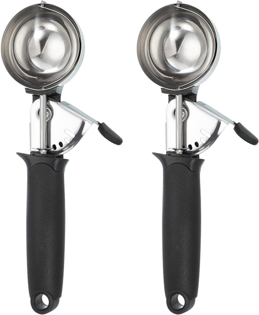 uxcell 2pcs Cookie Scoops, Ice Cream Scoop with Trigger for Baking Cookie Dough Rice Pudding Kitchen Gadget, Black