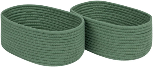 CubesLand Cube Shelf Closet Storage Baskets Bins Set 2,Woven Basket for Organizing/Storage,Long-lasting &Skin-friendly Toy Storage Basket Bin,Stylish Room Decor Basket,Cotton Rope Basket Green