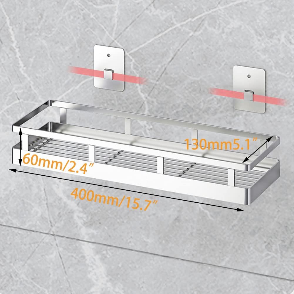 Spice Rack Organizer, SUS304 Stainless steel Wall Mount Spice Rack Storage Basket - Seasoning Container, Kitchen Spice Organizer -Kitchen Seasoning Hanging Rack - Bathroom Shelf (Silver)