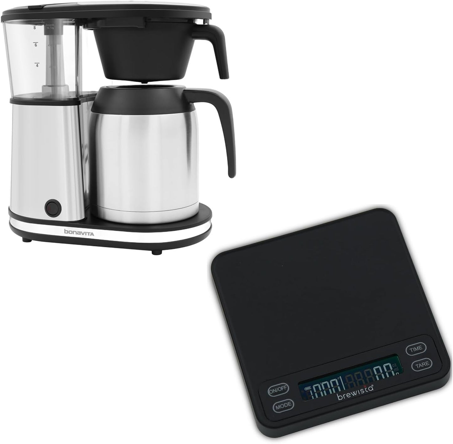 Bonavita 8 Cup Coffee Maker with Thermal Carafe, BV1901TS + Brewista Smart Coffee Scale III for Precision Brewing and Pour-Over Coffee