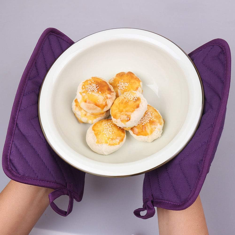 Anyi Pot Holders for Kitchen Heat Resistant, Cotton Hot Pads for Counter Table, Purple Kitchen Pot Holders with Pocket