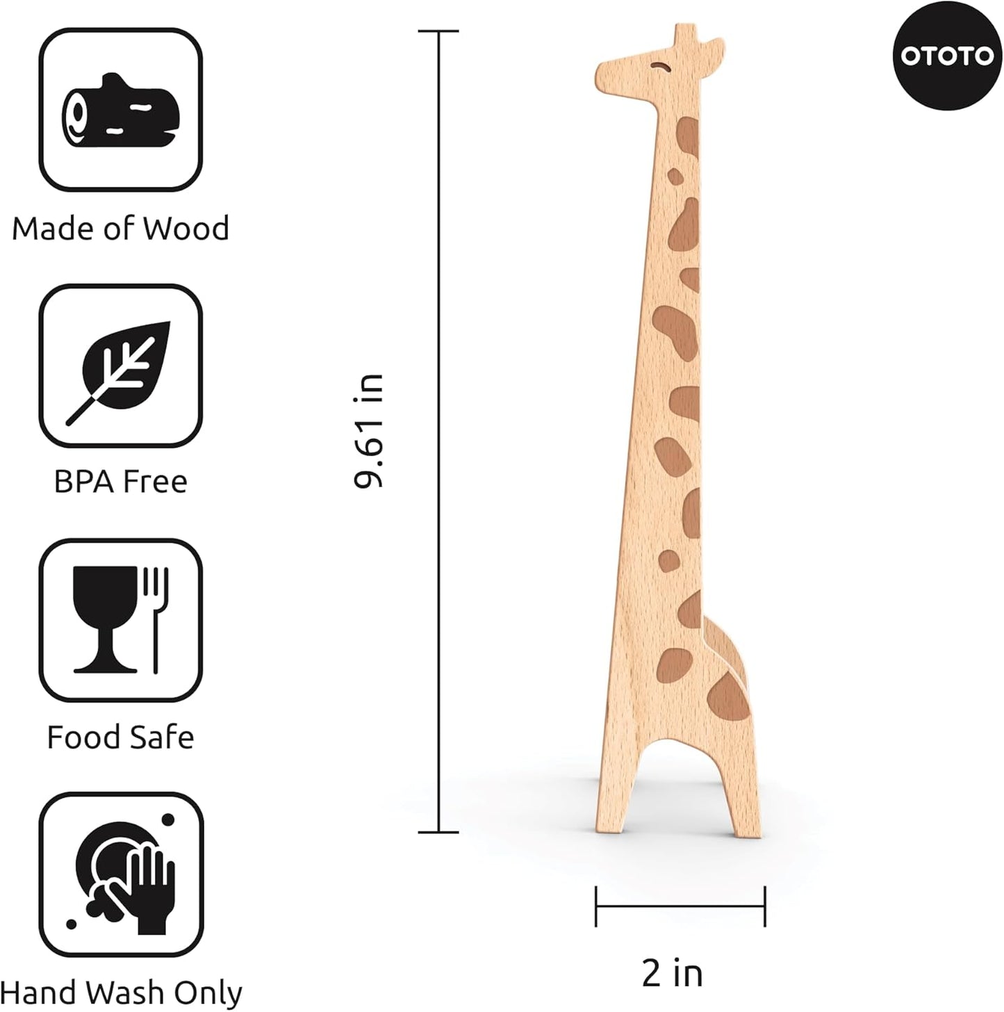NEW OTOTO Jerry the Giraffe Toaster Tongs - Multipurpose Wooden Tongs for Cooking, Serving Food, Kitchen Gifts, Fun Gifts, Cute Kitchen Accessories, Fun Gadgets