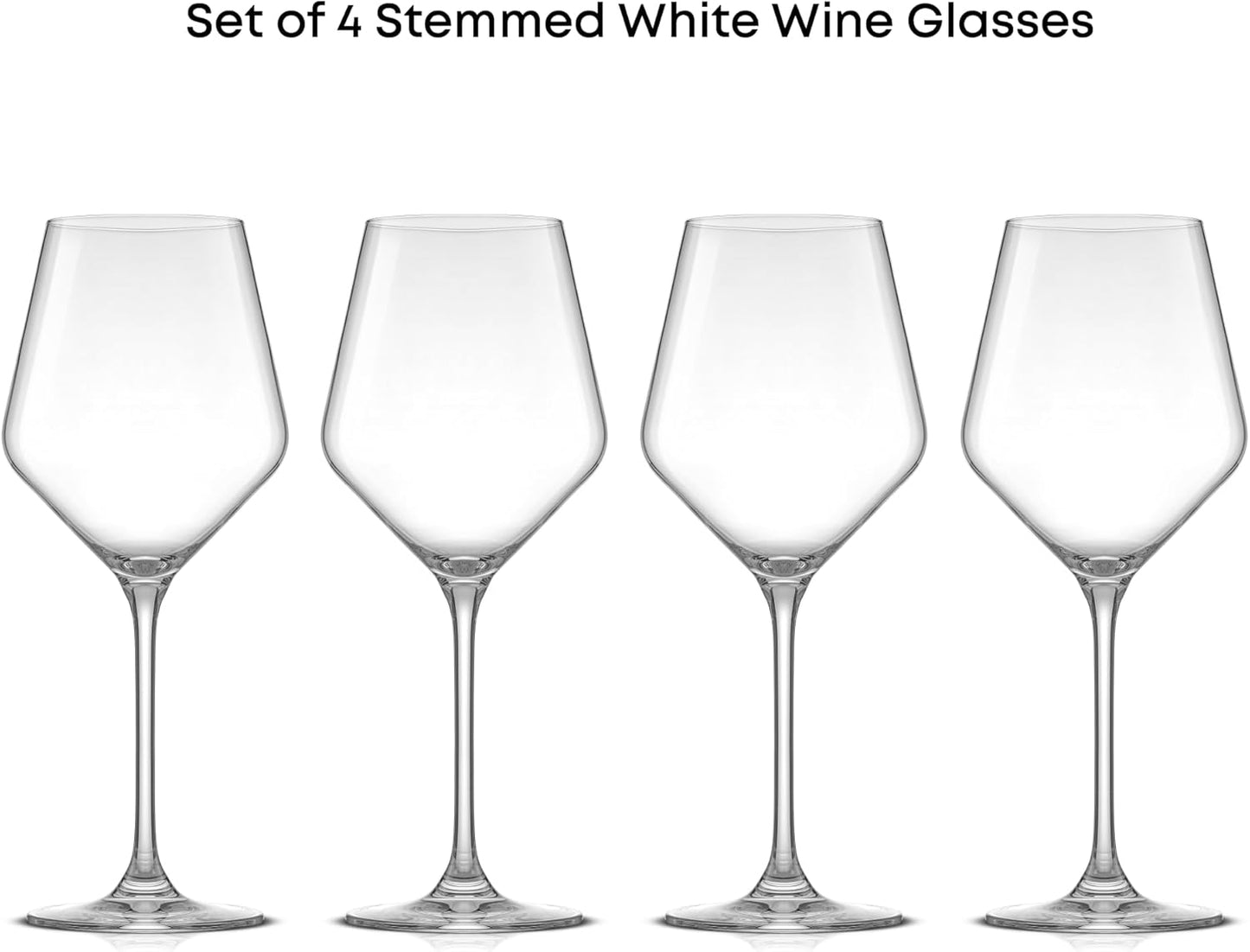 JoyJolt Layla White Wine Glasses, Set of 4 Italian Glasses, 13.5 oz Clear – Made in Europe