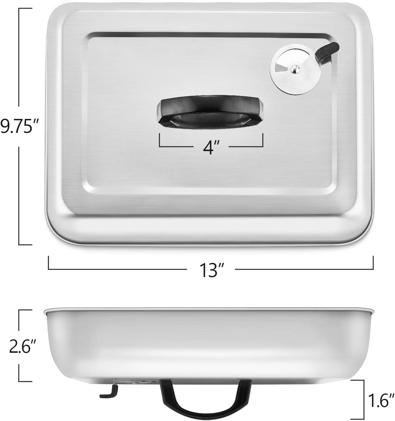 13 x 9.75Inch Cheese Melting Domes, HaSteeL Rectangular Basting Steam Cover with Adjustable Vent, Heavy Duty Stainless Steel Grill Lid for Flat Top Griddle Outdoor & Indoor, Dishwasher Safe(2-Pack)
