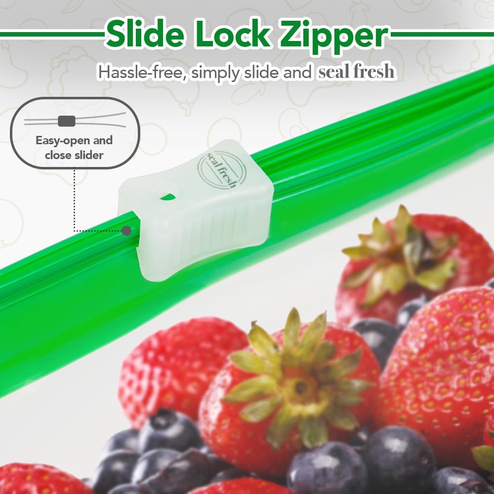 2 Gallon Slider Storage Bags 240 Pack — Jumbo Reusable Freezer Bags with Expandable Bottom, BPA Free, Microwave Safe, Clear Heavy Duty Bags