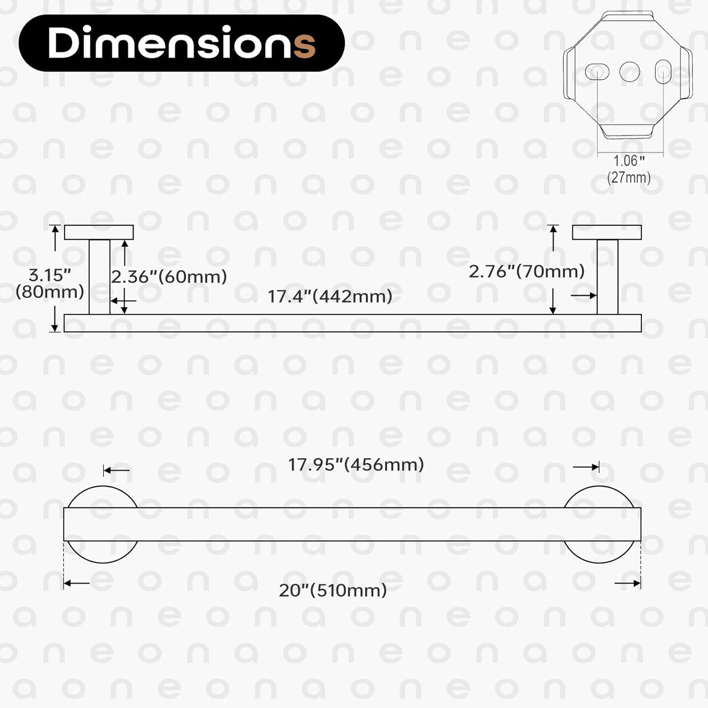 20 Inch Bathroom Towel Bar Bath Towel Rack Kitchen Towel Holder Towel Shelf Wall Mounted SUS304 Stainless Steel Oil Rubbed Bronze AN4001ORB-L20