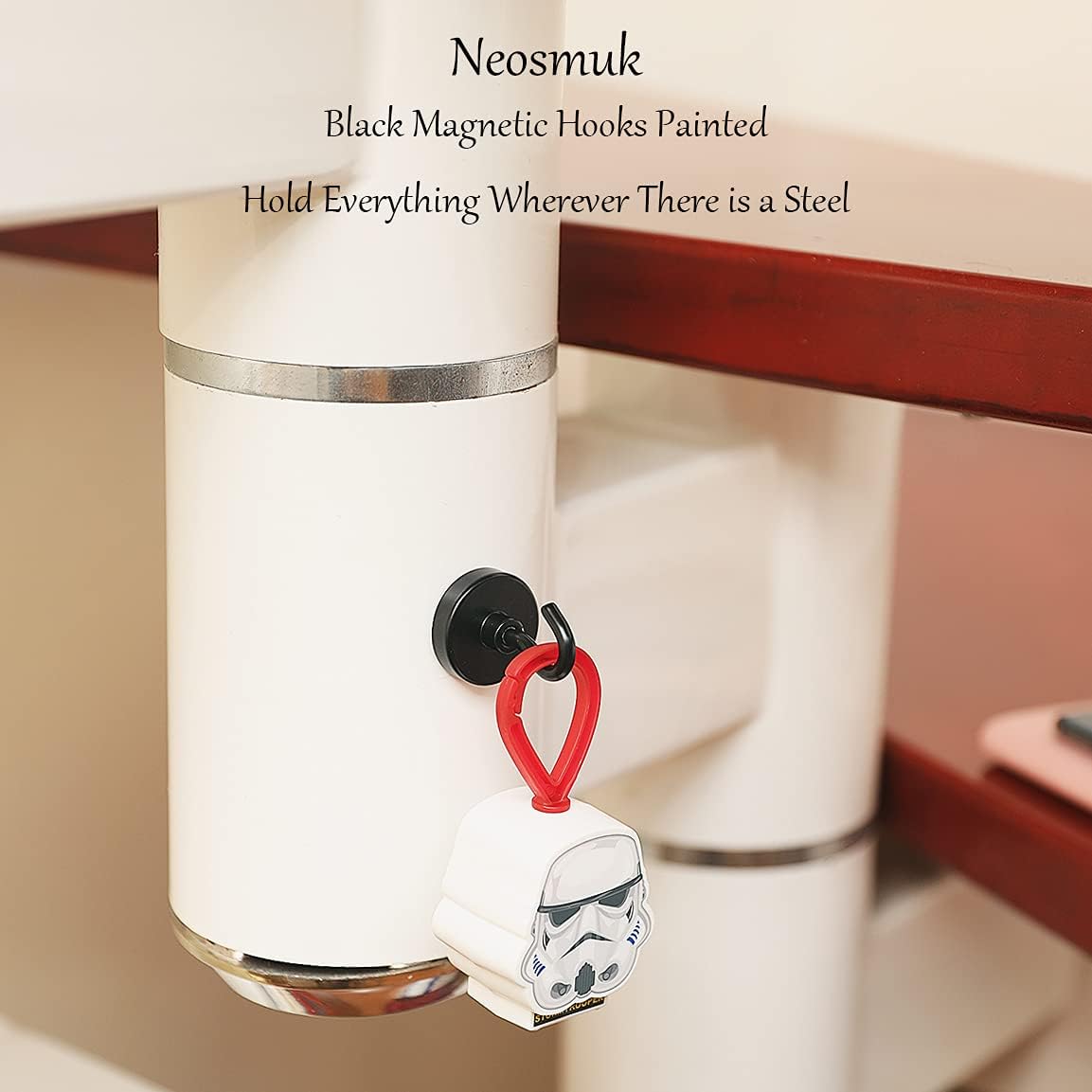 Neosmuk Black Magnetic Hooks Heavy Duty,Extra Strong Magnet with Metal Hook for Refrigerator, Super Magnet for Cruise,Grill, Kitchen,Classroom,Large Magnetic Hanger for Door,BBQ,Tools.