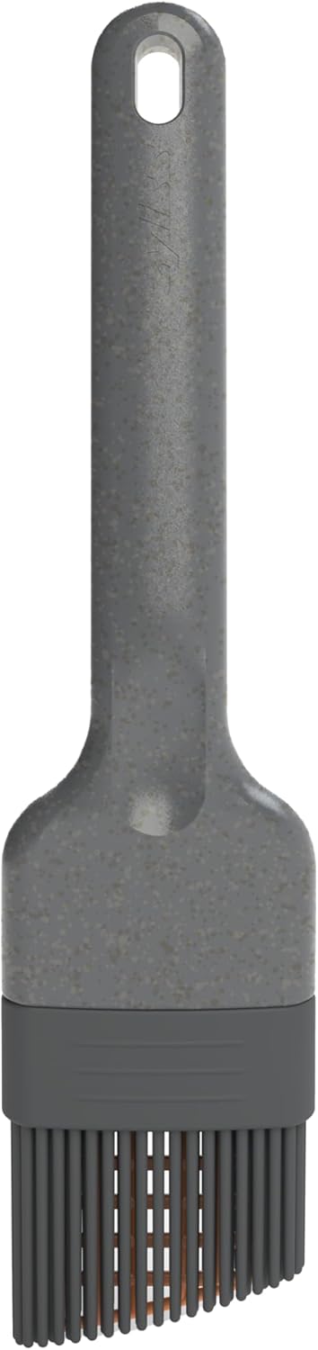 Zyliss Silicone Basting Brush - Heat-Resistant Non-Shedding Bristles with Center Grid for Better Coverage - Curved Handle, Eco-Friendly Wheat Straw Grip Ideal for Grilling & Baking - Dishwasher Safe