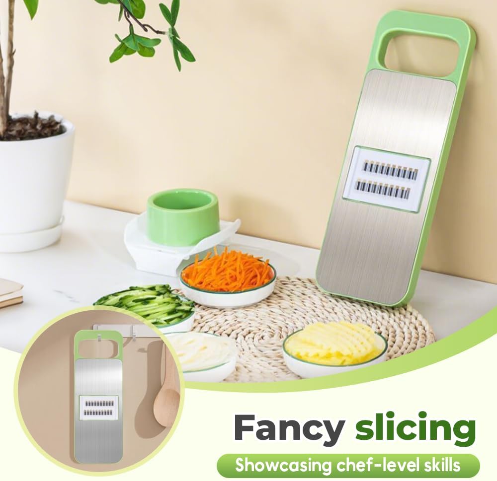 Multifunctional Vegetable Cutter, 2025 New Vegetable Slicer with Adjustable Stainless Steel Blade, Kitchen Chopper with Hand Guard for Vegetable, Fruit, Onion, Potato, Tomato, Cabbage (3pcs)