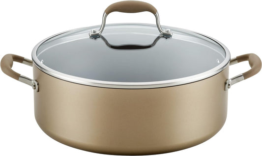 Anolon Advanced Home Hard-Anodized Nonstick Wide Stock Pot/Stockpot (7.5-Quart, Bronze)