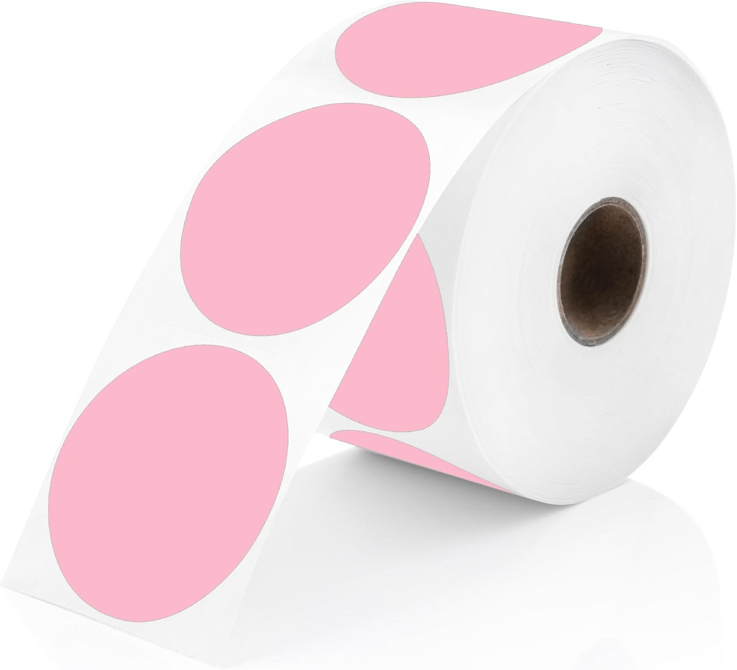 Perco Pink 2-Inch Perforated Circle Dot Thermal Sticker Labels — 735 Stickers/Roll, Direct Thermal Printer Compatible—with Permanent Adhesive for Organizing, Color Coding, Bin Labeling—Made in USA