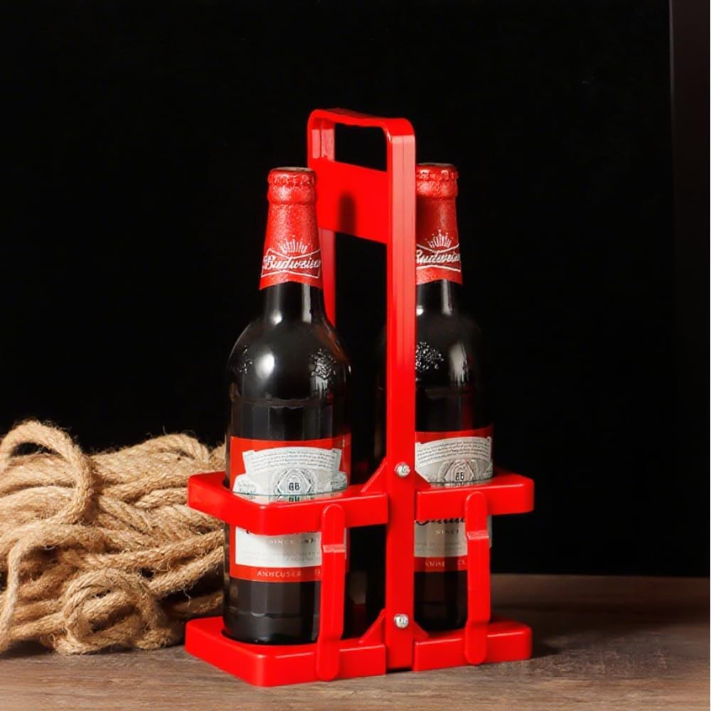 Musbus Reusable Drink Carrier with Handle for Doordash, Grubhub, Portable Cup/Coffee Holder Accessories for Delivery, Foldable Drinks Caddy with Tray, Car Durable Plastic Festive Bottle, Vacation