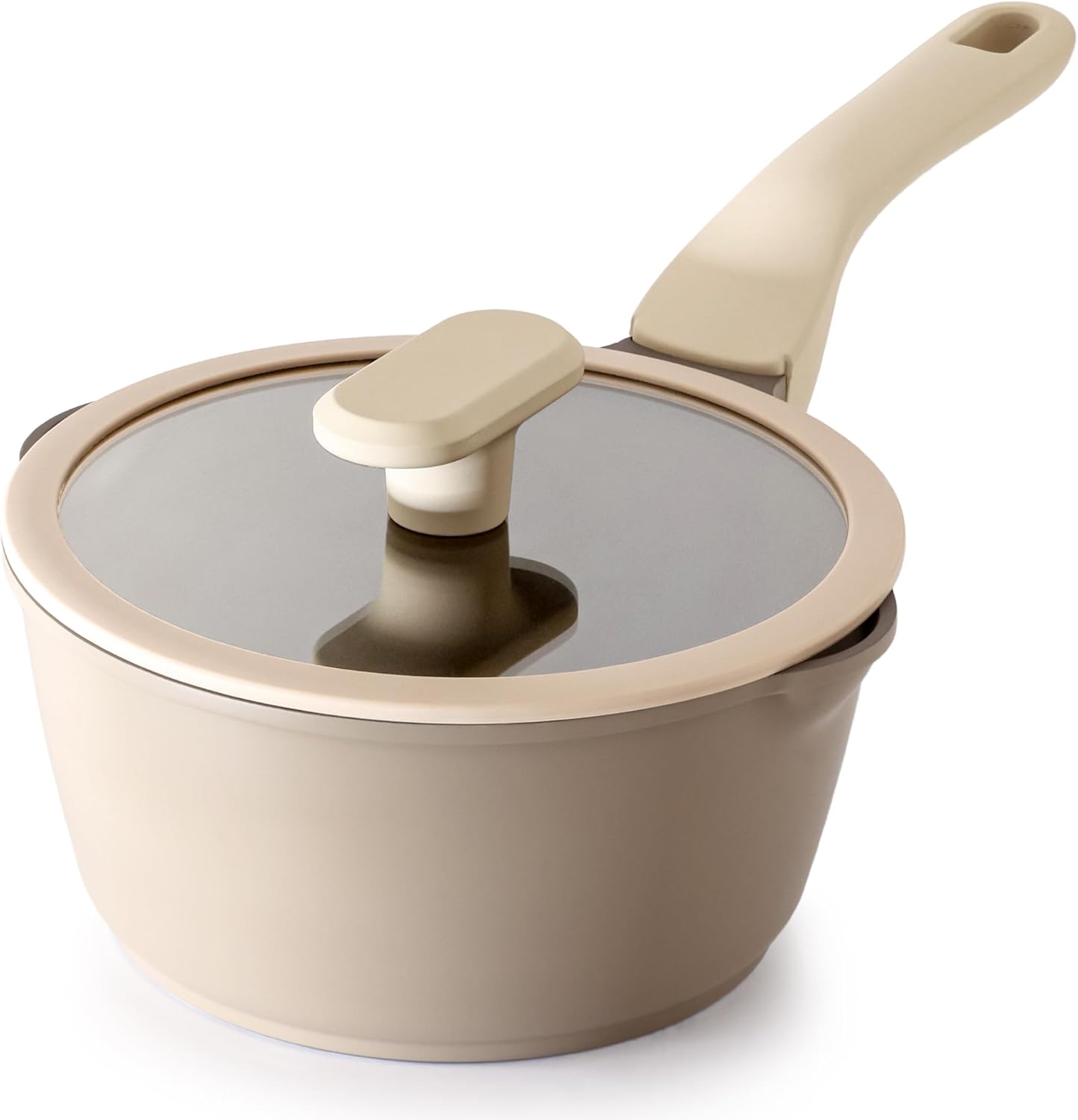 PRICUSIS Nonstick Saucepan with Lid, 2 Quart Sauce Pan, Healthy Sauce Pot with Pour Spouts for Multipurpose Use, PTFE, PFOA Free, Induction Compatible, Apricot