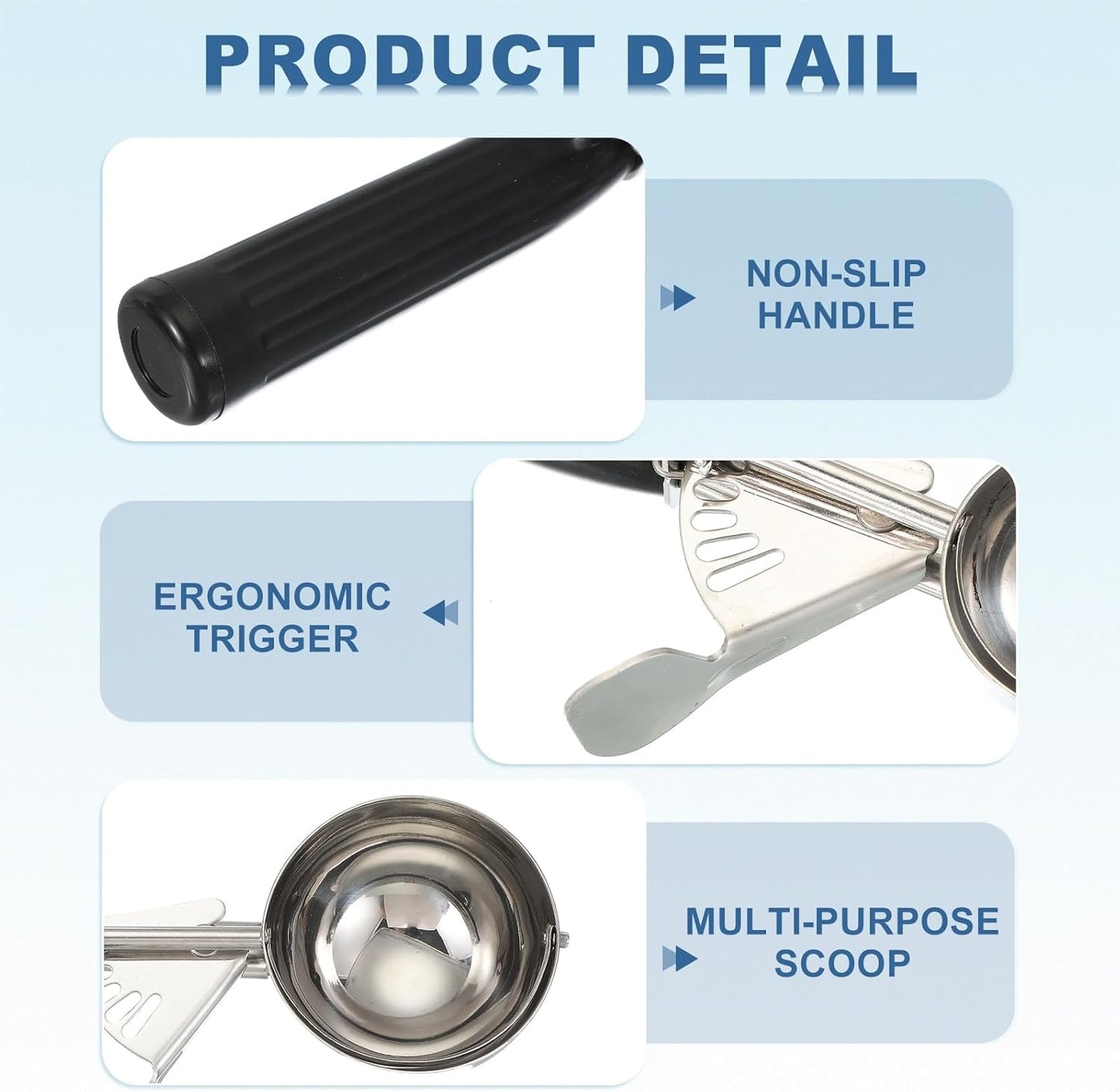 uxcell 2 Pcs Cookie Scoops, Ice Cream Scoop with Trigger for Baking Cookie Dough Rice Pudding Kitchen Gadget, Black