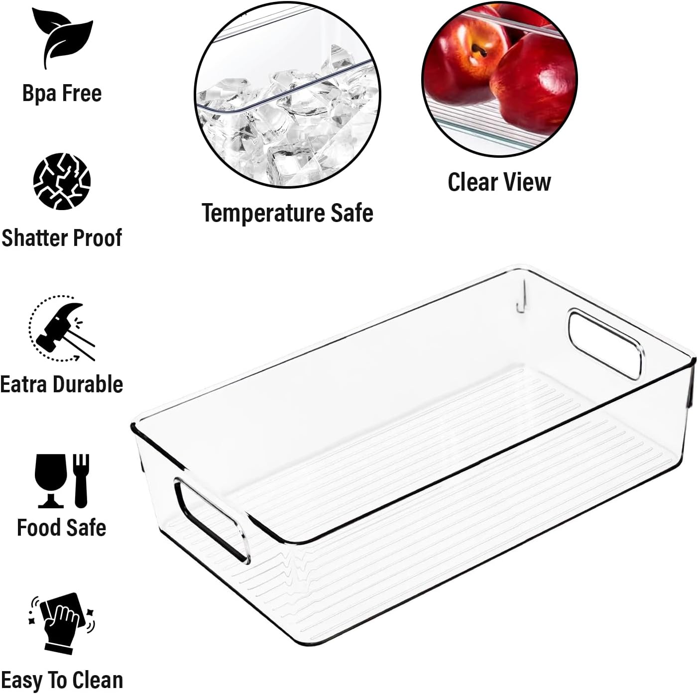 Large Clear Plastic Storage Bins, Pantry Organizers and Storage Containers Fridge Organizer Bins for Organizing Home Kitchen Under Sink Bathroom Refrigerator Freezer Laundry Room