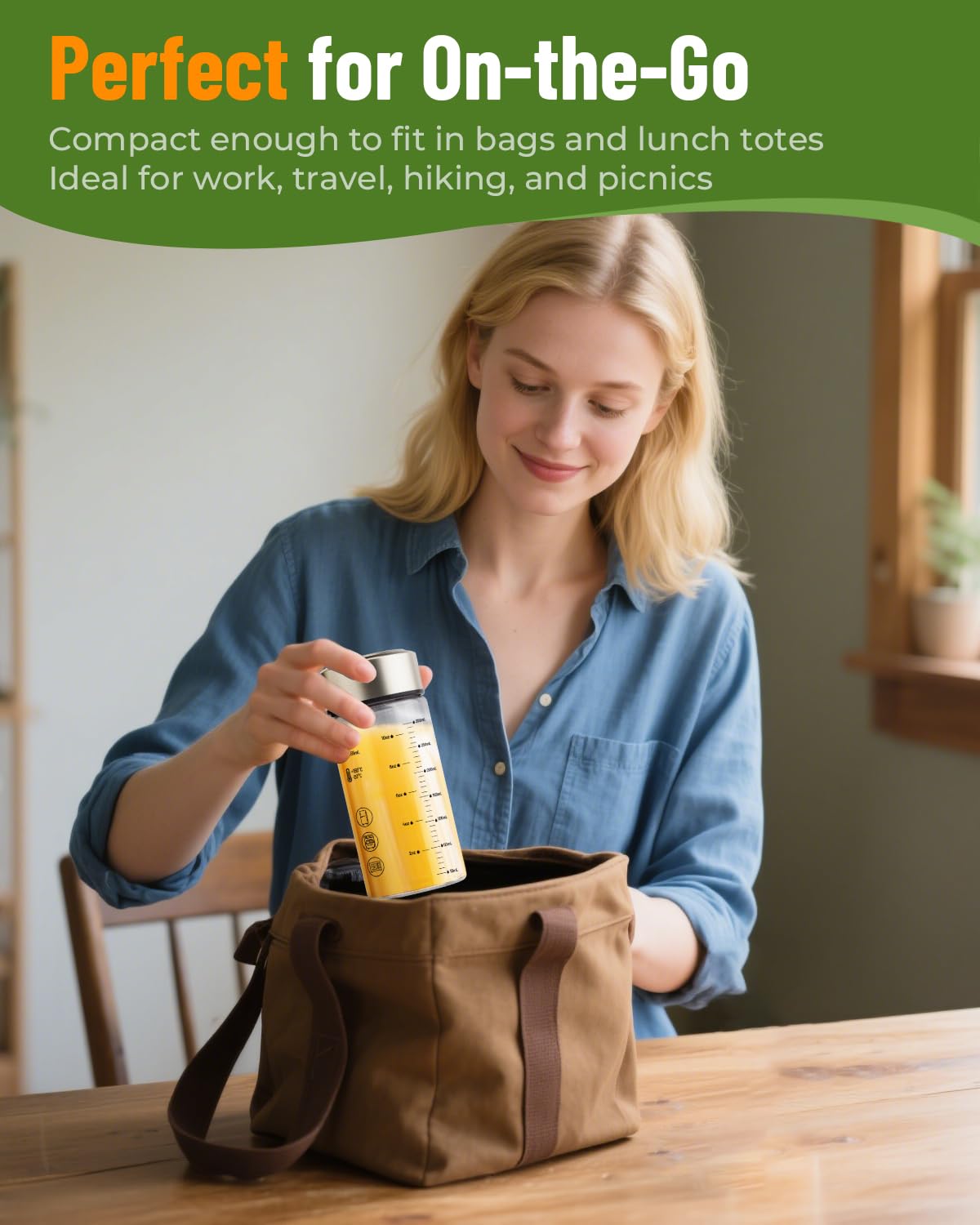 Zukro 12 oz Borosilicate Glass Water Bottles with Stainless Steel Lids and Measurement| Reusable Leakproof Drinking Bottles for Juicing, Smoothie, Protein| 4 Pack Wide Mouth BPA-Free Juice Container