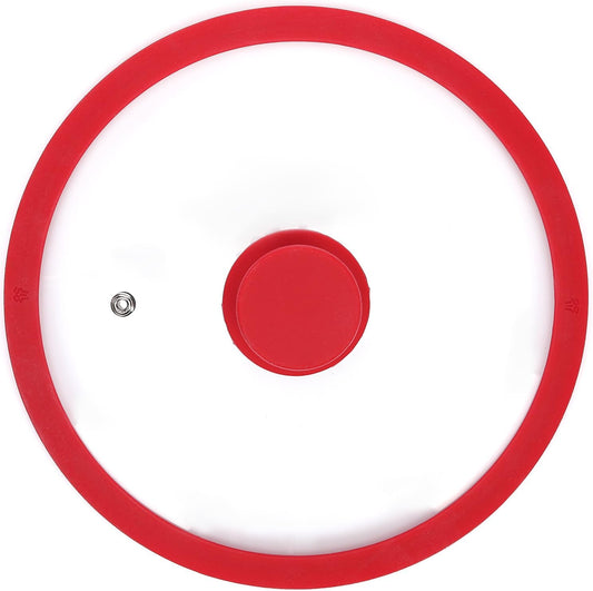 Silicon Glass Lid for Pot,Pan,Skillet Fits 11"(28CM) Cookware Silicon lid Dishwasher Safe, Replacement Lid Vented Tempered Glass with Heat Resistant Silicone Rim By HR Huare Technology, Red,1 Pack