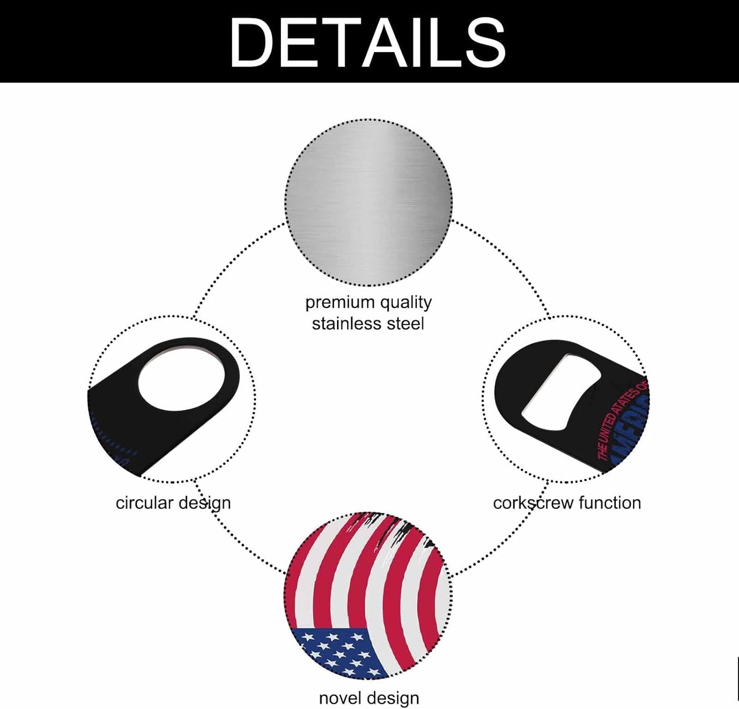 Flag Design Stainless Steel Bottle Opener The United States of America Love It or Leave It Love America Flat Beer Bottle Opener Keychain for Home Kitchen Bar Restaurant Party Birthday Gift