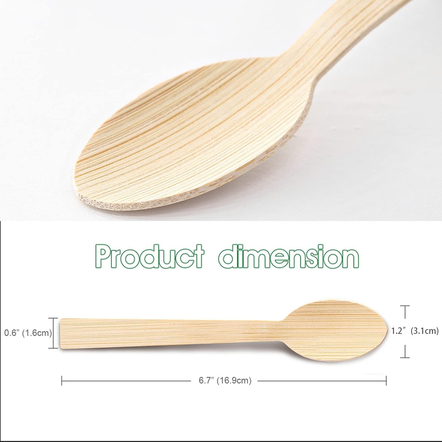 Bamboo Disposable Utensils- 200 PK Bamboo Spoons for Eating 100% Compostable Eco Friendly Biodegradable Renewable Natural Travel Cutlery 6.7" Spoon for Party/Wedding/Camping/Travelling