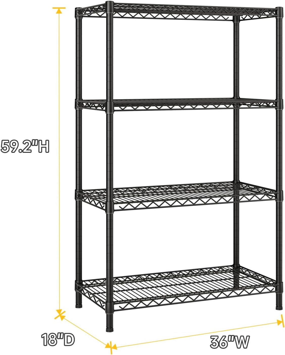 SINGAYE 4 Garage Heavy Duty Shelving Unit Kitchen Pantry Close Home Organizers and Storage Bathroom Shelf Laundry Room Organization Industrial Book Metal Wire Adjustable Shelves