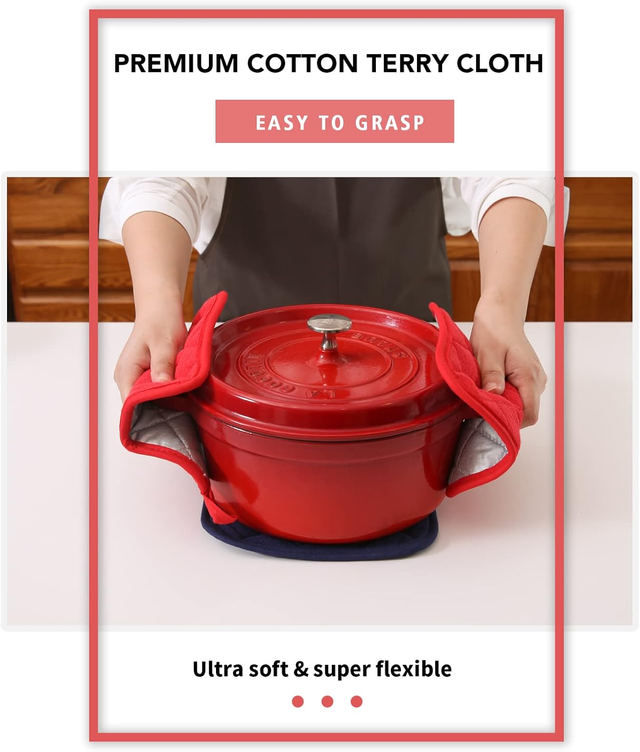 Joyhalo 4 Pack Heat Resistant Pot Holders - Terry Cloth Sets for Cooking & Baking