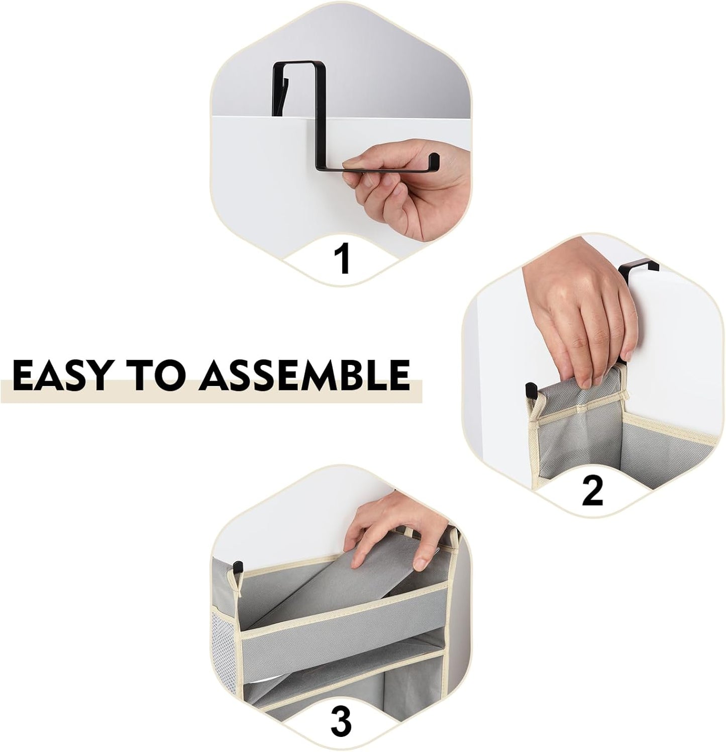 2 Pack Over The Door Hanging Organizer 6-Shelves and 12 Side Pockets, Over The Door Storage for Bathroom and Bedroom, Back of Door Organizers for Baby Products and Kid's Toys(13"x5"x54" Grey)