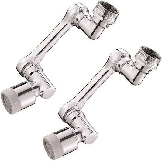 1080° Swivel Faucet-Extender Sink, Splash Faucet Sprayer Aerator, Wash Hand/Hair/Face, Bathroom & Kitchen Sink with 2 Water Outlet Modes,Silver,2Pcs