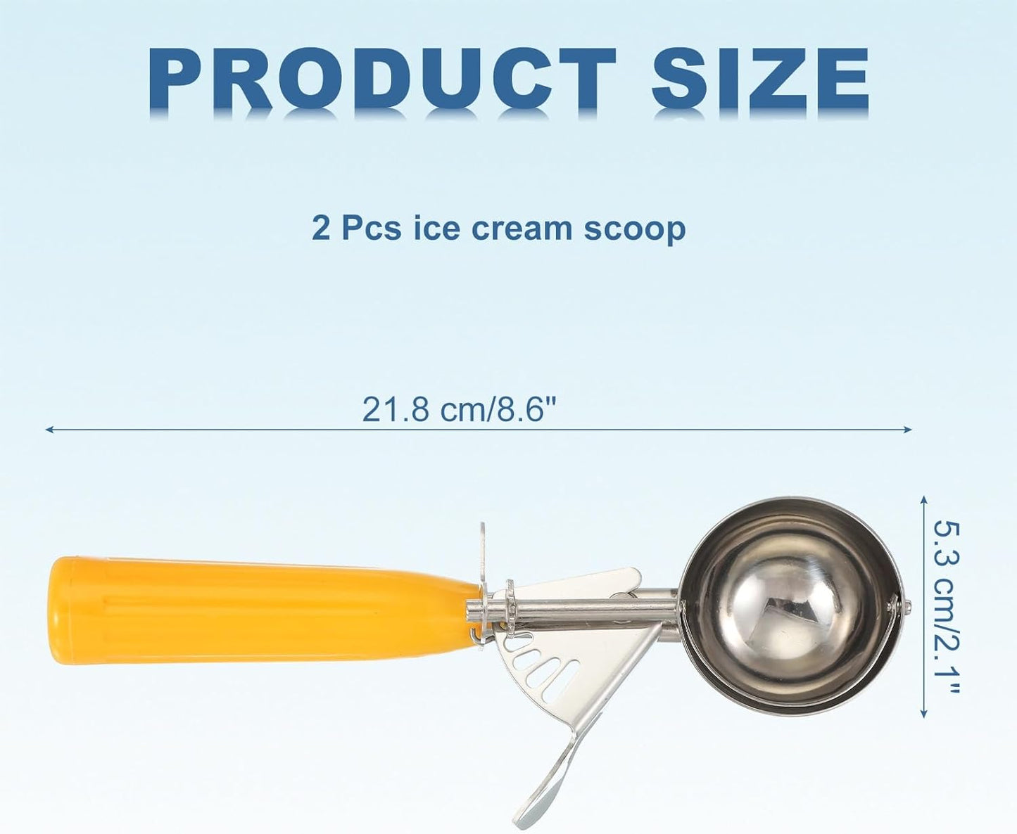 uxcell 2 Pcs Cookie Scoops, Ice Cream Scoop with Trigger for Baking Cookie Dough Rice Pudding Kitchen Gadget, Yellow
