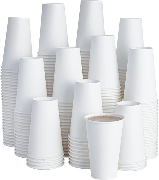 LITOPAK 210 Pack 16 oz Disposable Paper Coffee Cup, Hot/Cold Beverage Drinking Cups for Water, White Paper Hot Coffee Cups, Suitable for Party, Picnic, Travel, and Events