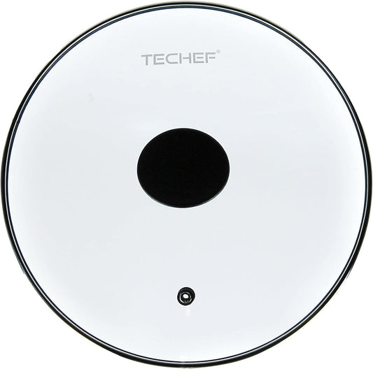 TECHEF 8 Inch Tempered Glass Lid – Fits 8” Frying Pans and Pots – Steam Vent, Stainless Steel Rim – Oven & Dishwasher Safe – Made in Korea