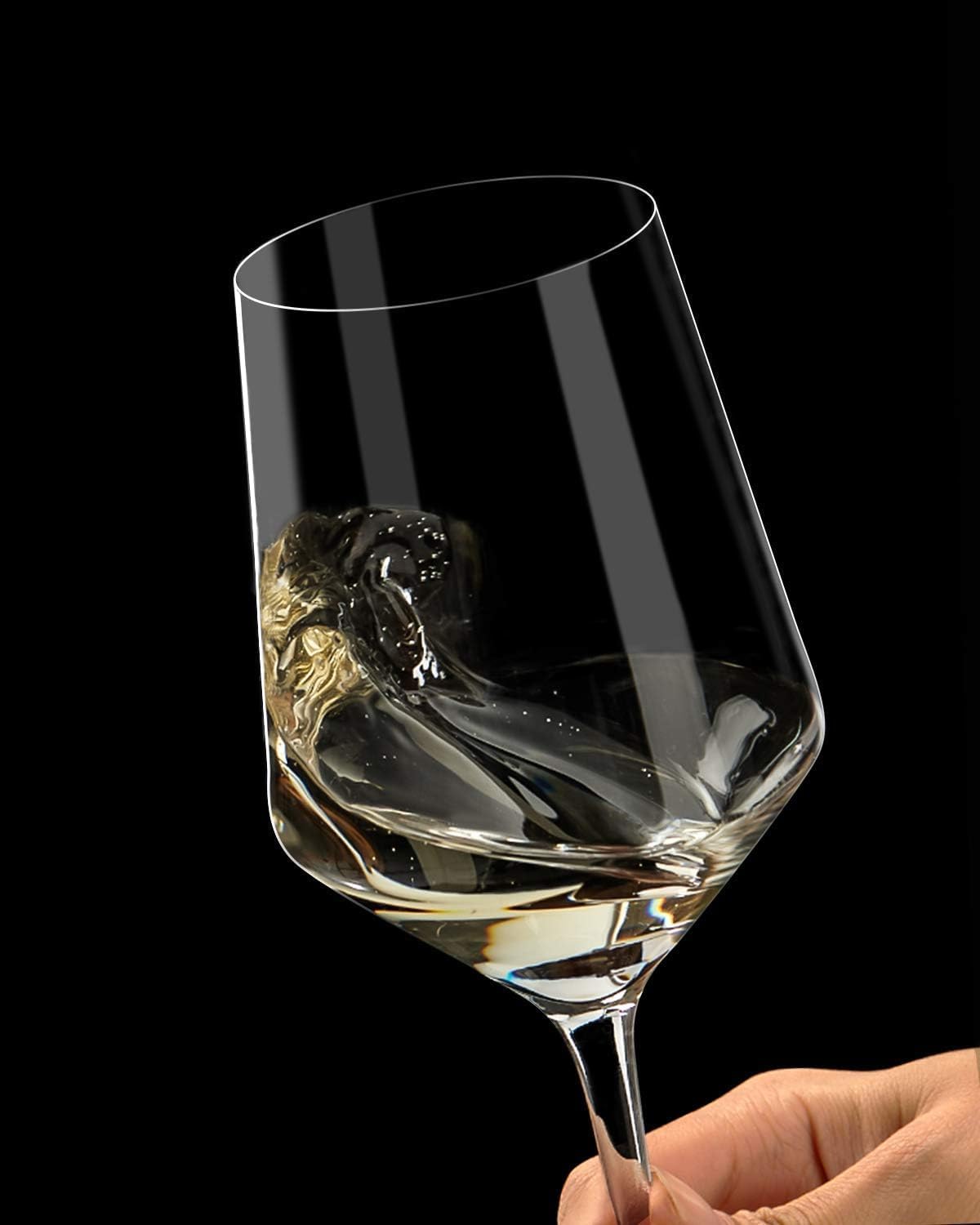 OJA Red Wine Glasses Set of 4, Hand Blown Premium Crystal Wine Glasses, 17 oz, Long Stem,Thin Rim, Perfect for Red or White, Daily Use, Unique Wedding Anniversary or Birthday Gift