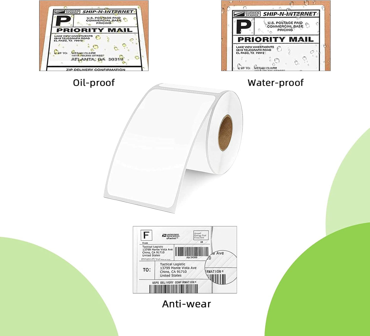 Compatible 2-1/4" x 4" Direct Thermal Labels Replacement for Barcodes Postage Address Shipping Compatible with Rollo & Zebra Desktop Printers Adhesive & Perforated (12 Rolls, 350 Labels/Roll)