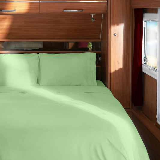 Mellanni RV Short Queen Sheets - 4 PC Iconic Collection Bedding - Hotel Luxury, Extra Soft, Cooling Bed Sheets - Deep Pocket up to 10 inch (RV/Short Queen, Pistachio)