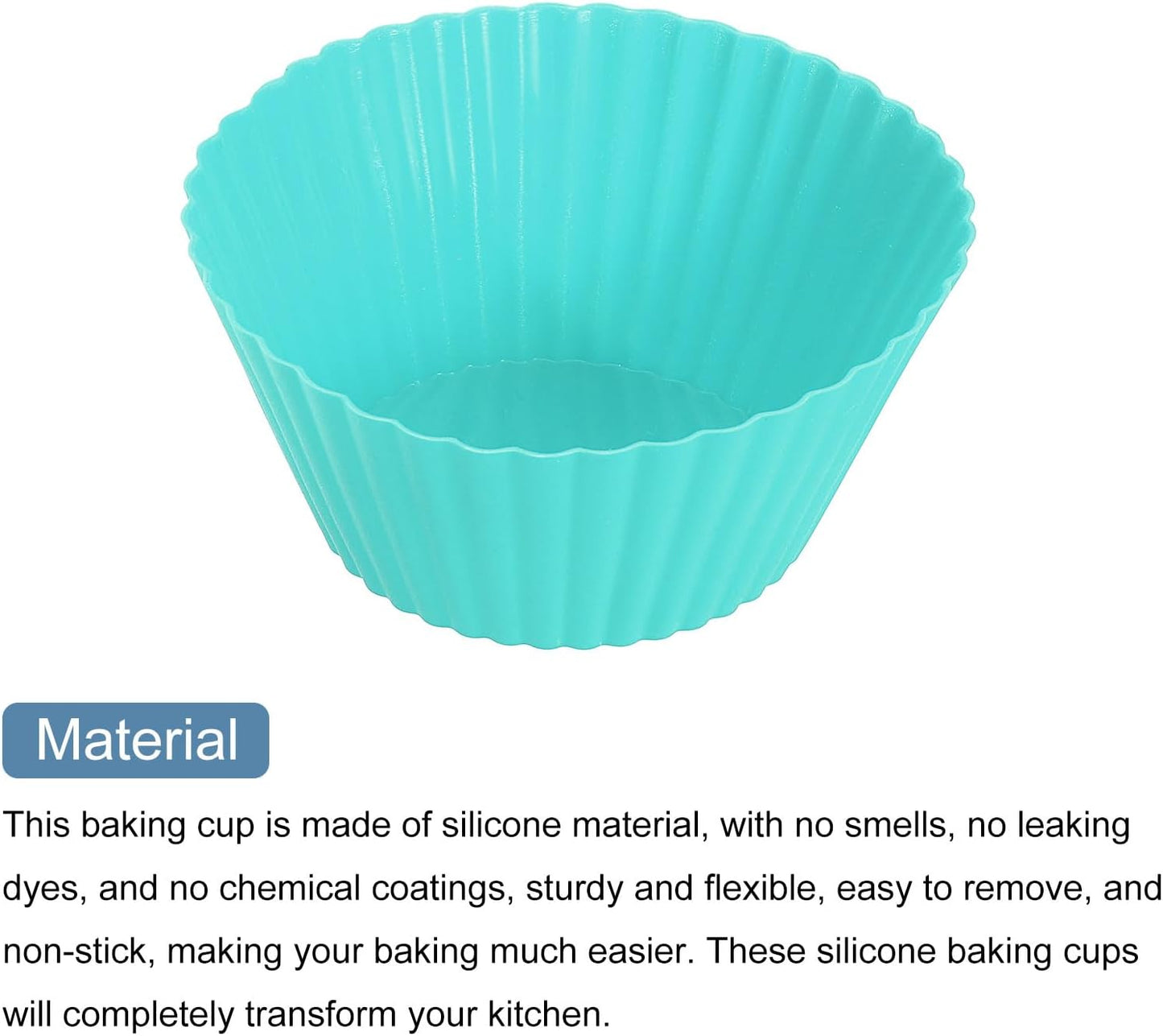 uxcell 42Pcs Silicone Cupcake Liners, Non-Stick Baking Cups, for Cooking Eggs, Baking Muffins and Make a Cake(Mint Green)