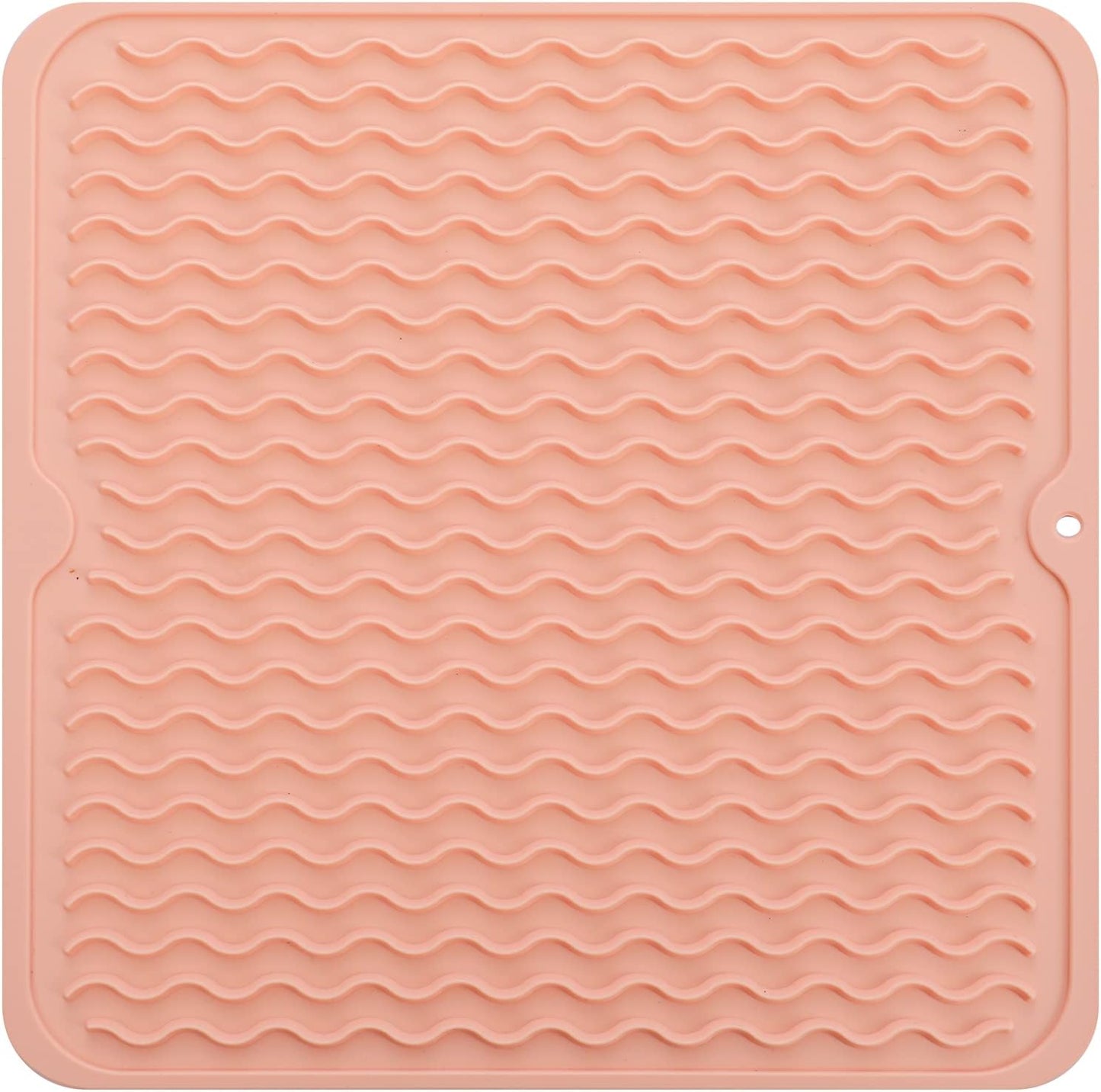 Silicone Dish Drying Mat for Multiple Usage,Easy clean,Eco-friendly,Heat-resistant Silicone Mat for Kitchen Counter or Sink,Refrigerator or Drawer liner Pink M 12 inches x 12 inches