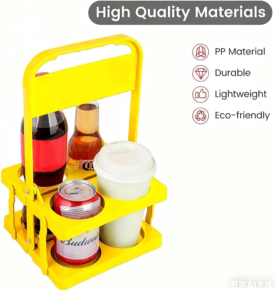 musbus Reusable Drink Carrier with Handle for Doordash, Grubhub, Portable Cup/Coffee Holder Accessories for Delivery, Foldable Drinks Caddy with Tray, Car Durable Plastic Festive Bottle, Vacation