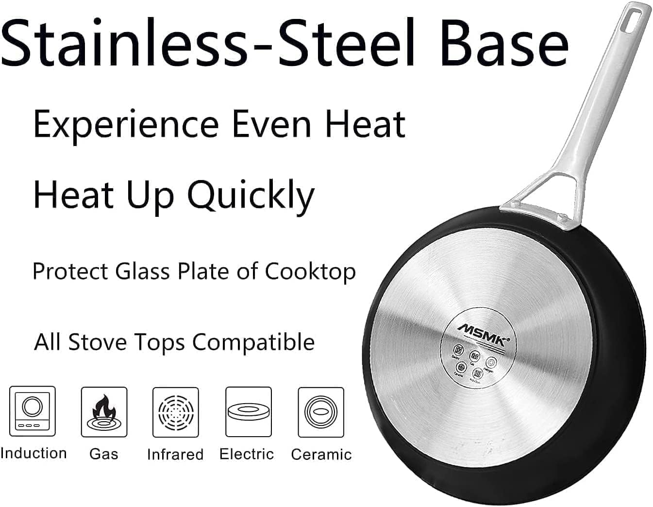 MsMk 11 Inch Nonstick Frying Pan，Titanium and Ceramic Nonstick Large Skillet Pan, PFOA Free, Non-Toxic, Stay-Cool Handle, Scratch-resistant, Dishwasher Safe, Oven Safe to 700°F