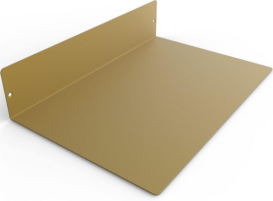 DIY CARTEL Made in USA 12 Inch Linear Floating Shelf - USA Manufactured Steel - Industrial Heavy Duty Metal Wall Mounted Modern Farmhouse Designed Shelf Ledge (12-in X 8-in Powder Coated Gold)