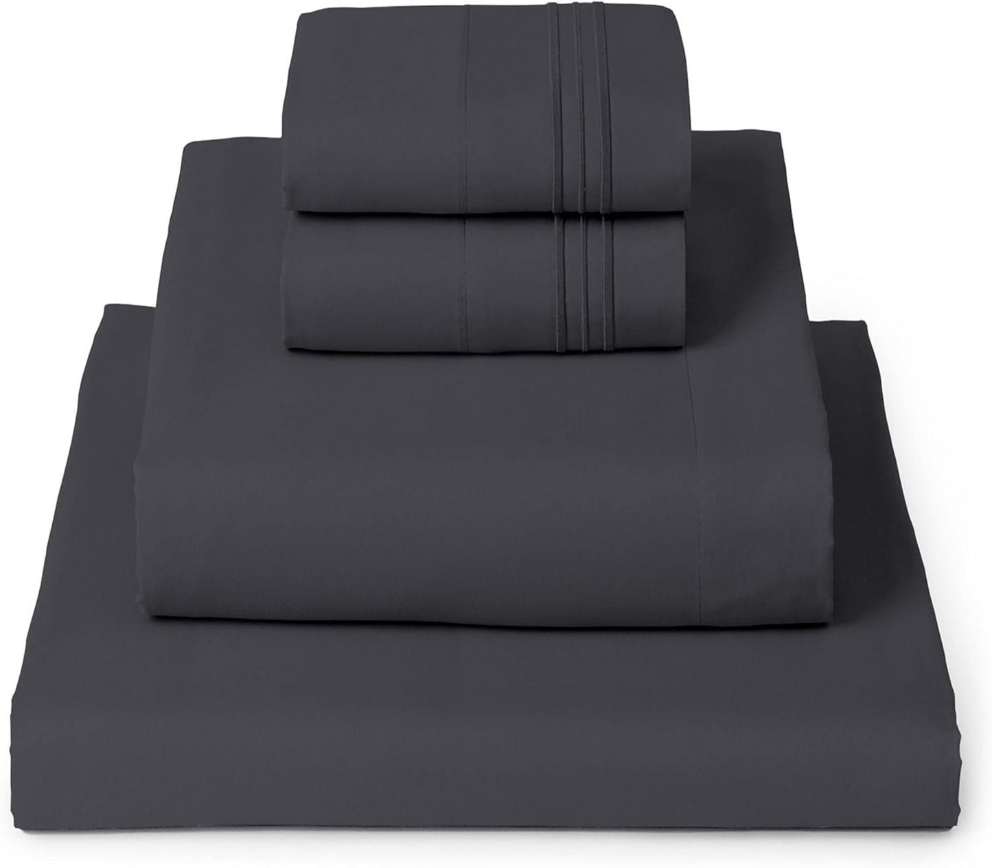 Mellanni Full Sheets Set - 4 PC Iconic Collection Bedding - Hotel Luxury, Extra Soft, Cooling Bed Sheets - Wrinkle, Fade, Stain Resistant (Full, Charcoal)