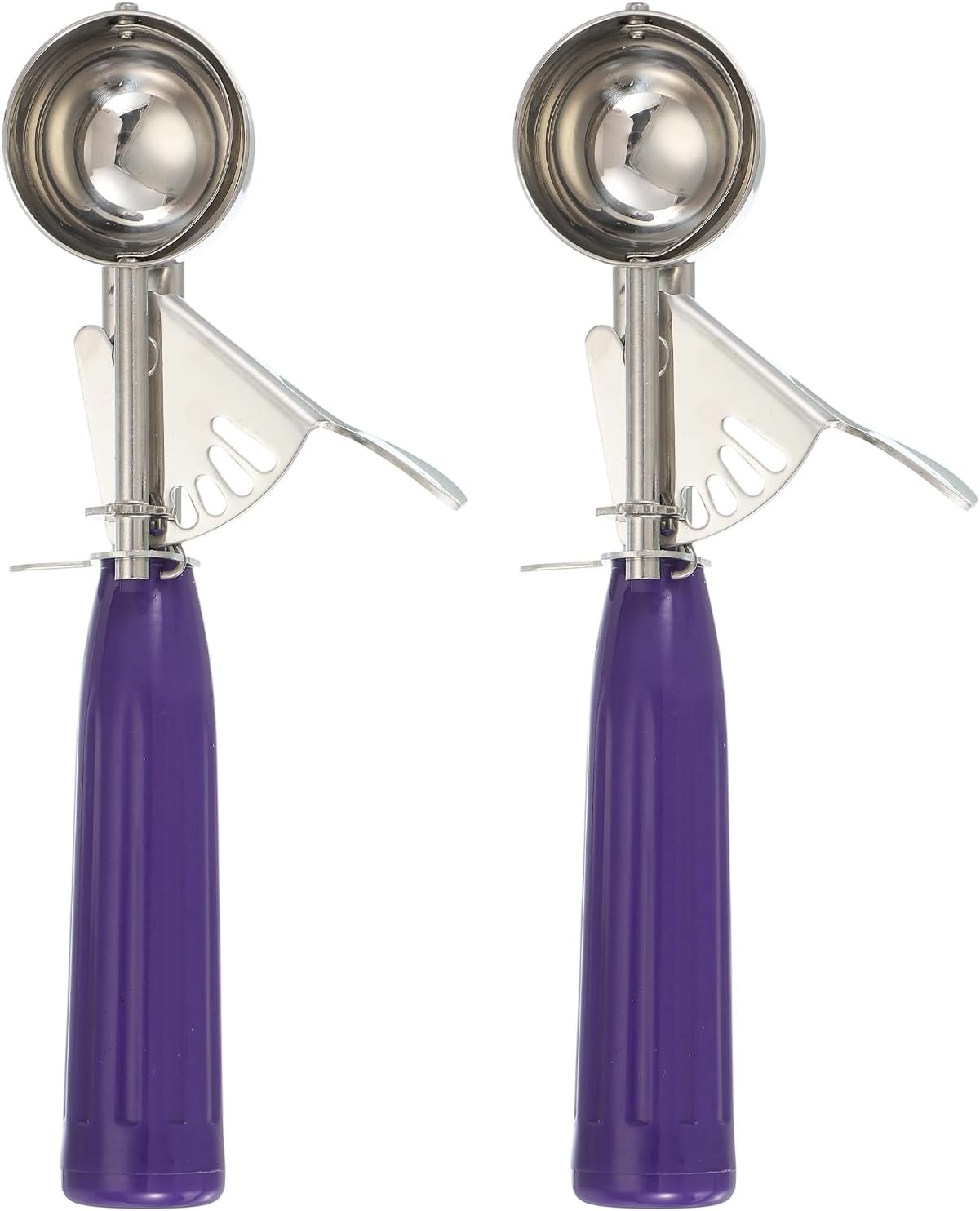 uxcell 2 Pcs Cookie Scoops, Ice Cream Scoop with Trigger for Baking Cookie Dough Rice Pudding Kitchen Gadget, Purple