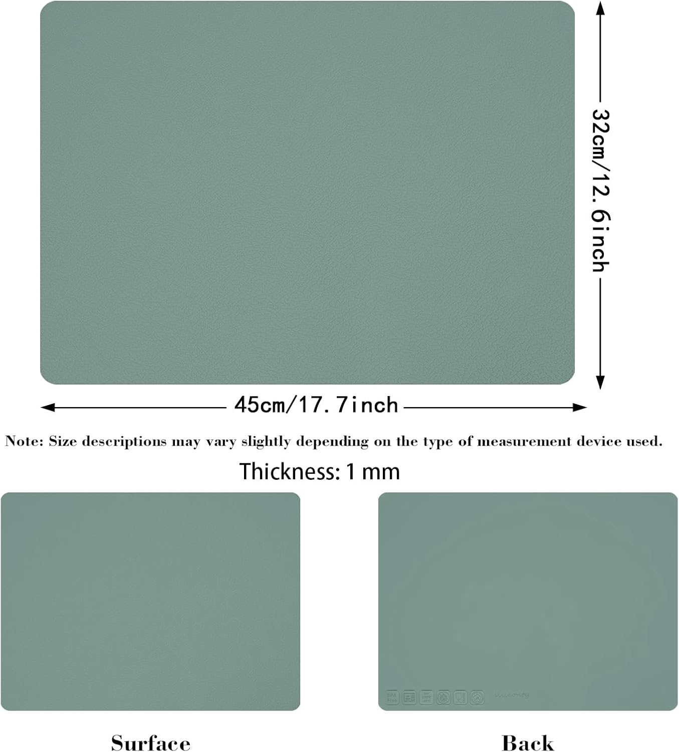 Silicone Placemats Set of 4,Waterproof Mats,Green Silicone Placemats for Dining Table, Reusable Mat,Non Skid Placemats,Easy to Clean, Dustproof,Perfect for Indoor Dining by Siliconty (Green)