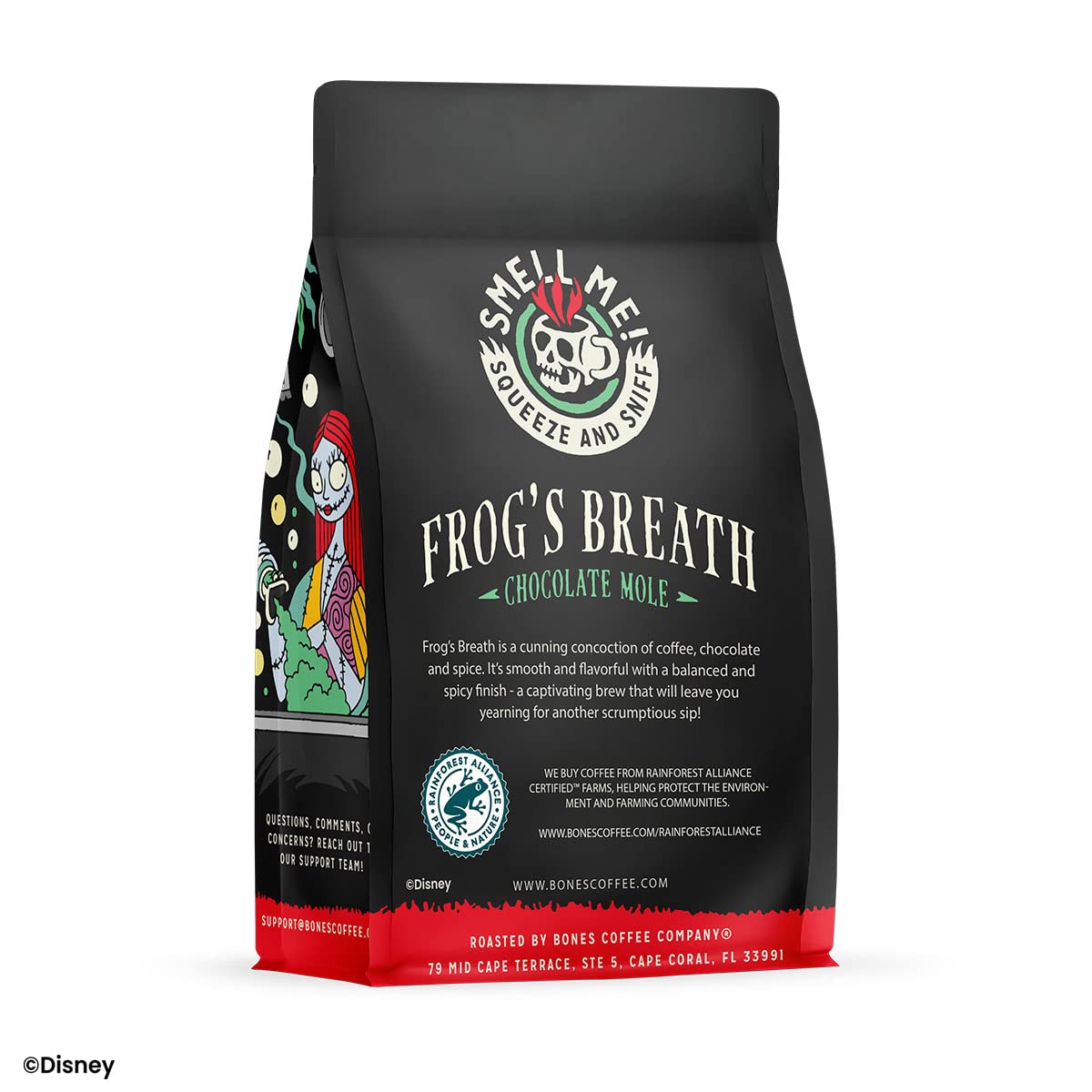 Bones Coffee Company The Nightmare Before Christmas Frog's Breath Flavored Coffee Beans, Medium Roast Ground Coffee Low Acid, Chocolate Mole Flavor (12 oz)