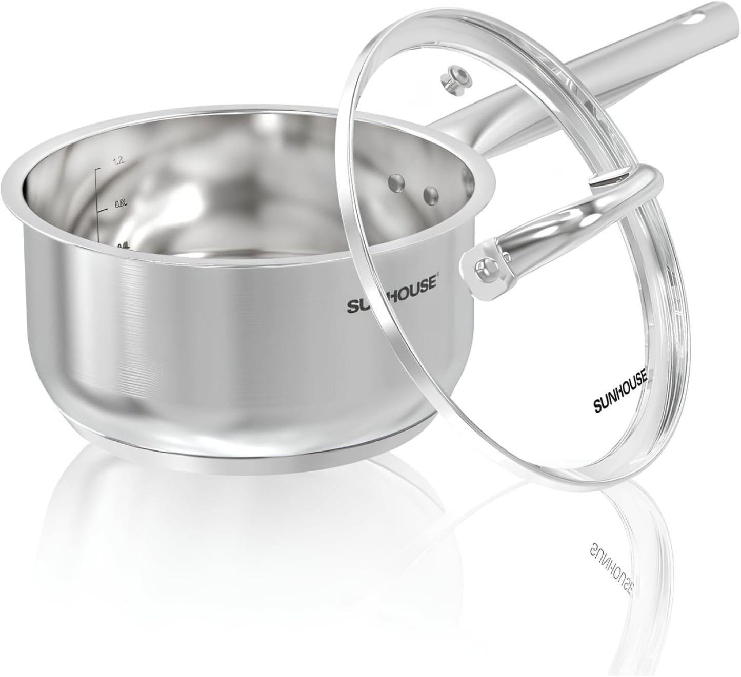 Sunhouse – 3 Quarts Stainless Steel Sauce Pan with Lid - PFOA-FREE, Stainless Steel Sauce Pan, Induction base, Stay-Cool Handle, Compatible with All Cooktops Gas, Geramic, Electric etc.