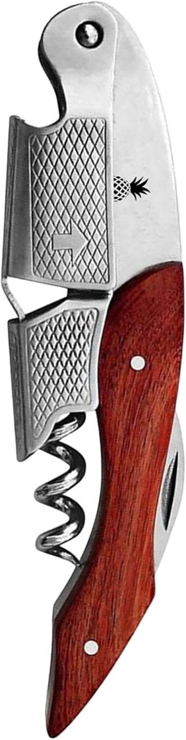 Pineapple Professional Corkscrew Wine Bottle Opener with Foil Cutter Wine Key for Waiters, Servers, Bartenders, Sommeliers, Wine Lovers (Cherry Oak)
