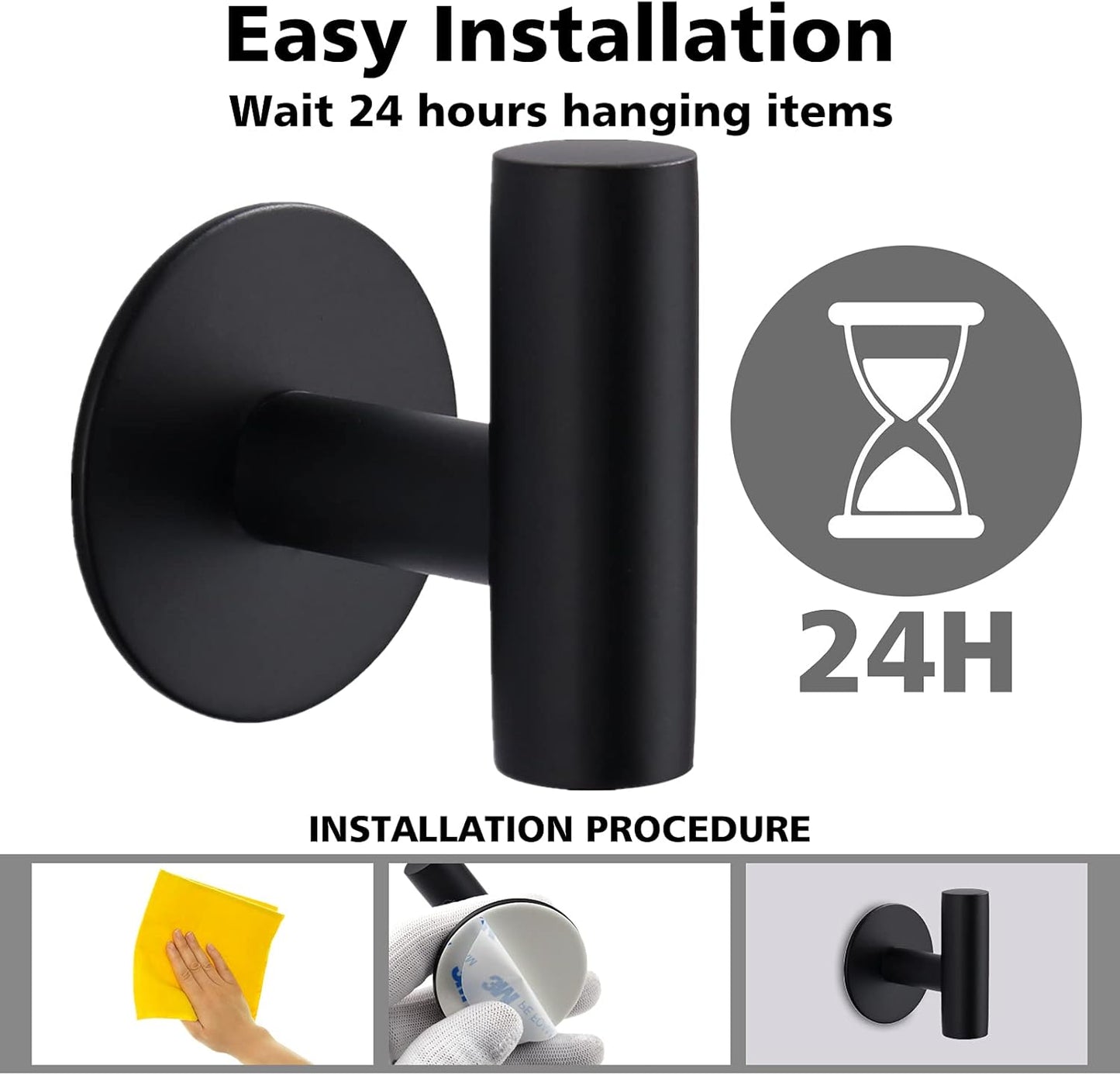 Adhesive Hooks Heavy Duty Wall Hooks Stainless Steel Waterproof Shower Hook, Adhesive Holder Coat Hook for Hanging, Wall Mounted Towel Hooks for Bathroom Glass Window- 2 Pack